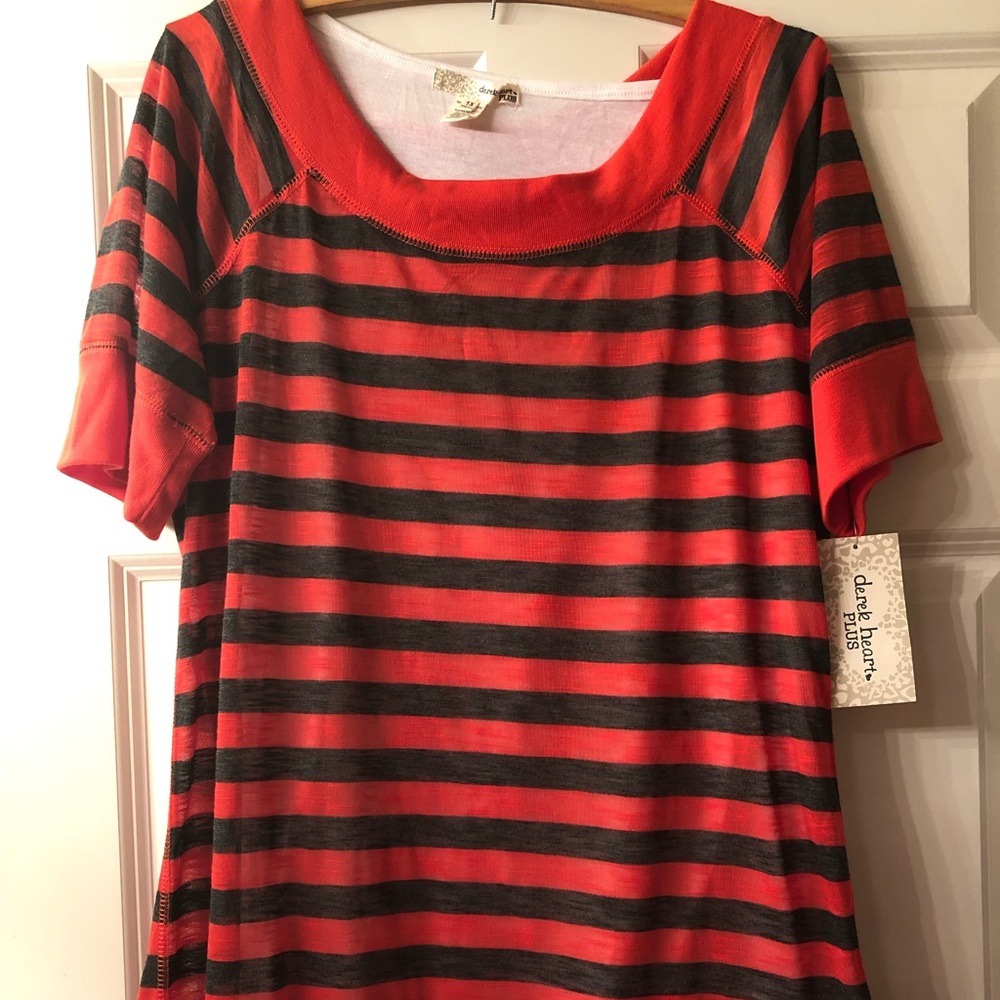 Orange and grey scoop neck shirt